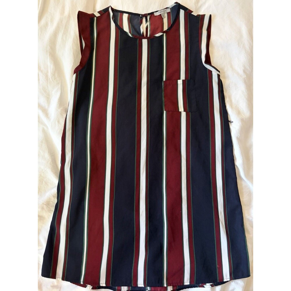 Papaya Size L Jewel Toned Multi Striped Color Fall Dress Sleeveless Excellent